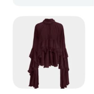 Commense Burgundy Ruffled Top